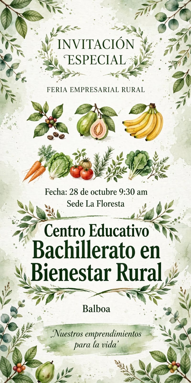 Invitación a la Feria Empresarial Rural en Balboa, sede La Floresta