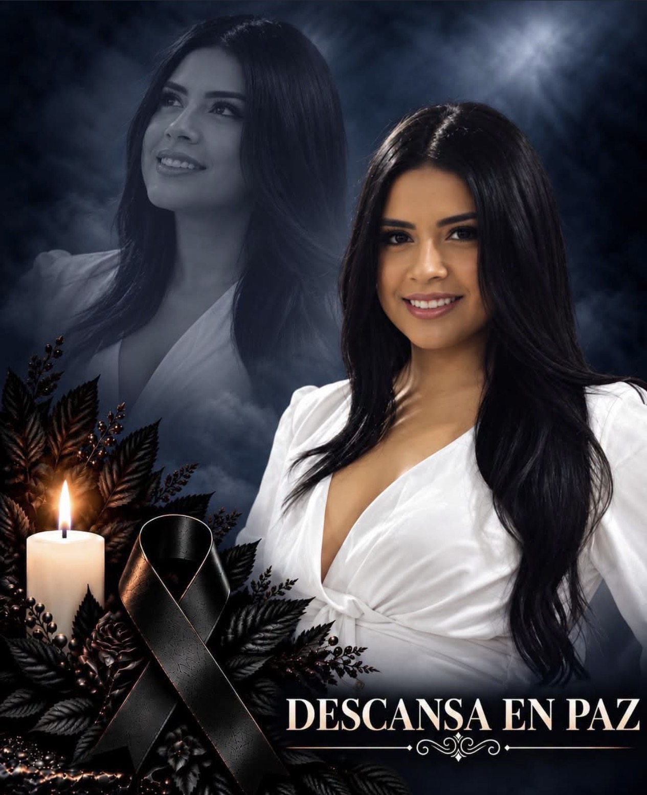 Homenaje conmemorativo a Jennifer Arias, con una vela y un lazo negro