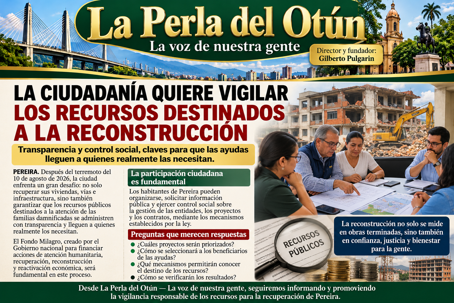 Ilustración editorial sobre participación ciudadana y vigilancia de recursos